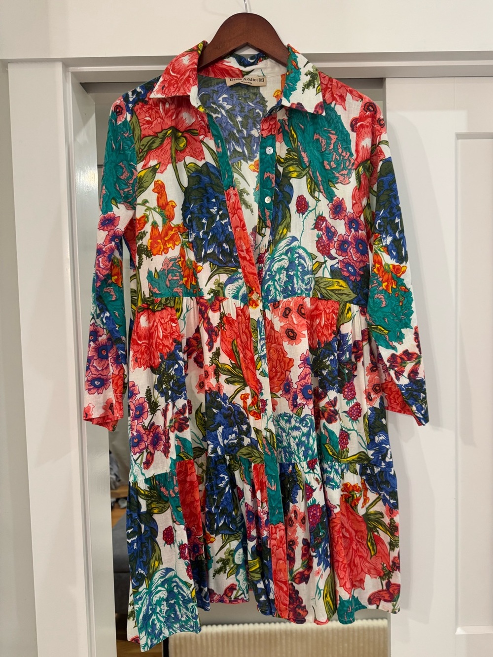 Floral Button-Front Women's Dress - Multicolor